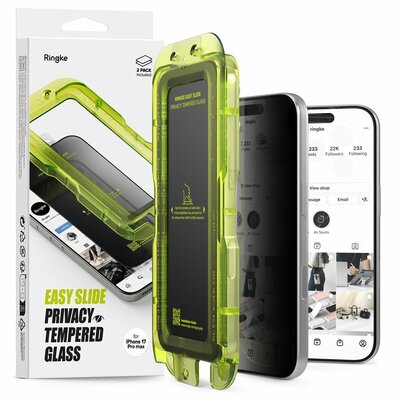 Ringke Easy Slide Privacy glazen iPhone 17 Pro Max screenprotector 2 pack