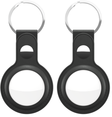 KeyBudz AirTag Leather Keyring hanger zwart 2 pack