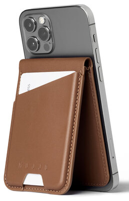 Mujjo MagSafe wallet stand hoesje tan